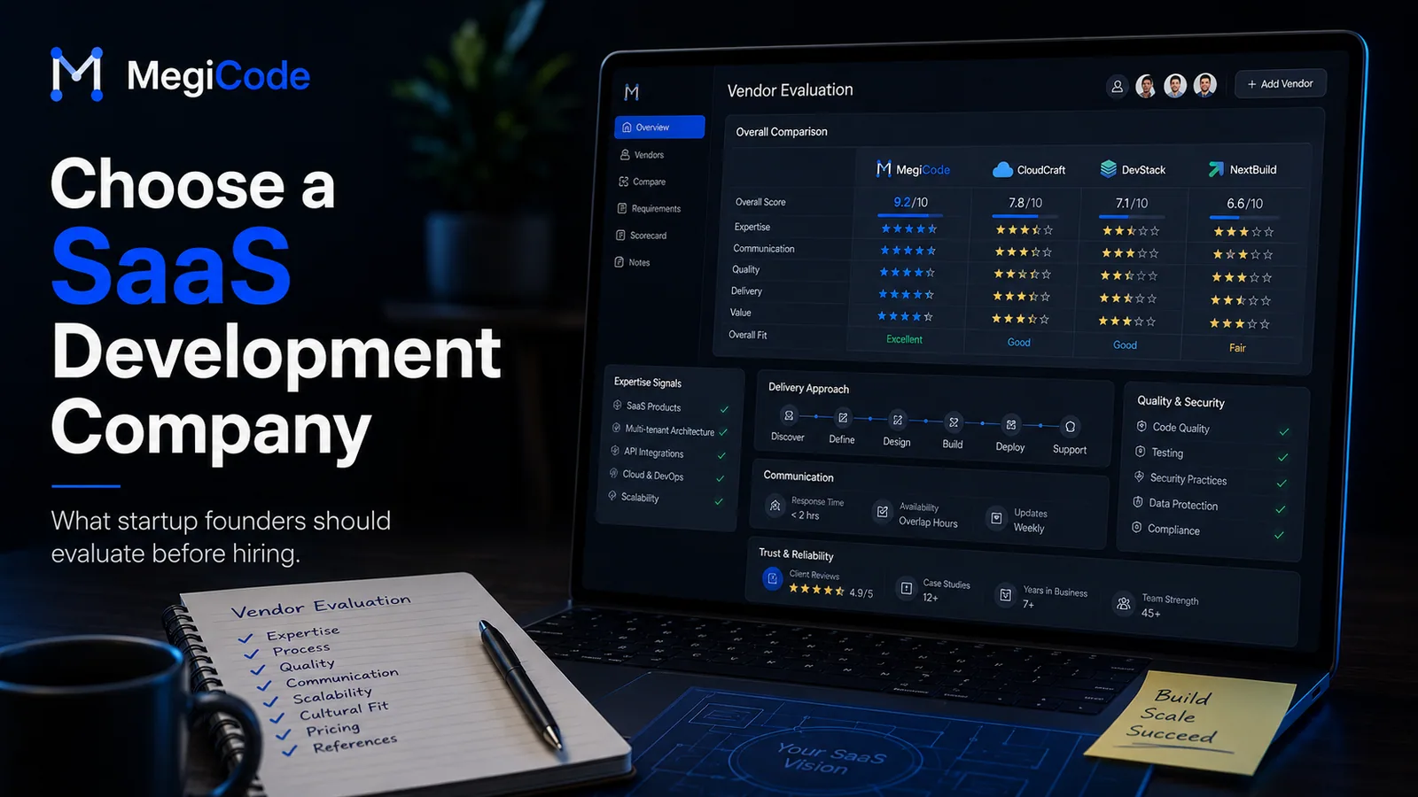 Megicode blog illustration for Choose a SaaS Development Company for Your Startup